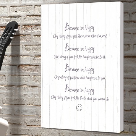 Black Sheep Design The Lyrics of Pharrwell Williams Famous Song Happy Canvas Art