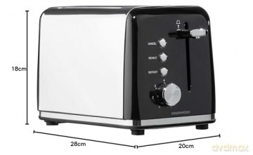 Daewoo Kensington Collection 2 Slice Toaster 810W (Black) (UK Plug)