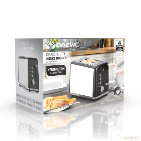 Daewoo Kensington Collection 2 Slice Toaster 810W (Black) (UK Plug)