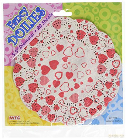 Givi Italia 25316 20 Sheets Doilies Printed Heart Diamond,5.5 Diameter