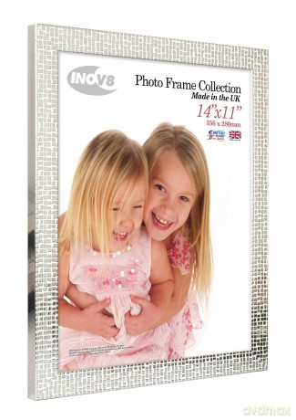 Inov8 British Made Picture/Photo Frame, 14x11 Inch, Mosaic Silver, Pack