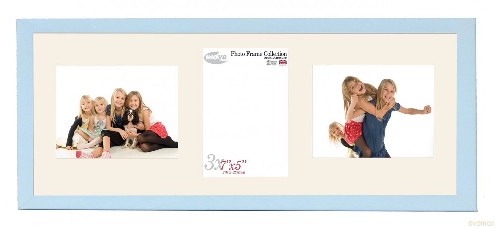 Inov8 British Made Picture/Photo Frame, Value Sky Blue Triple App 7x5 x 2L/1P