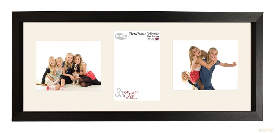 Inov8 British Made Traditional Picture/Photo, Box Frame Black Triple App, 7x5 x 2