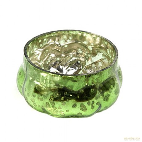 Insideretail Antique Pumpkin Mercury Glass Votives - Green- Set of 48
