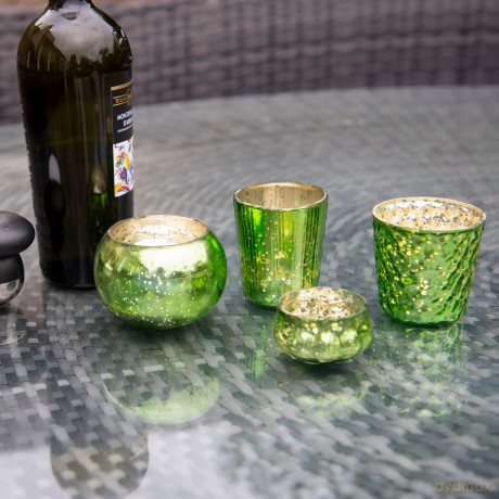 Insideretail Antique Pumpkin Mercury Glass Votives - Green- Set of 48