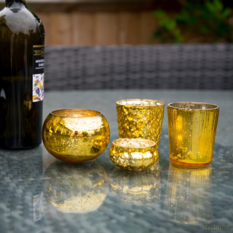 Insideretail Mercury Glass star Tea Light Holders with Distressed Foill Set 12 Antique Gold