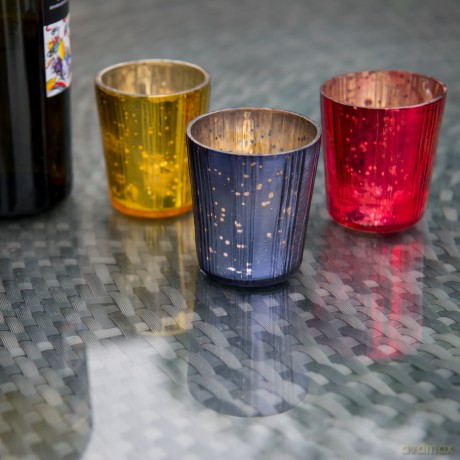Insideretail Mercury Glass star Tea Light Holders with Distressed Foill Set 12 Antique Gold