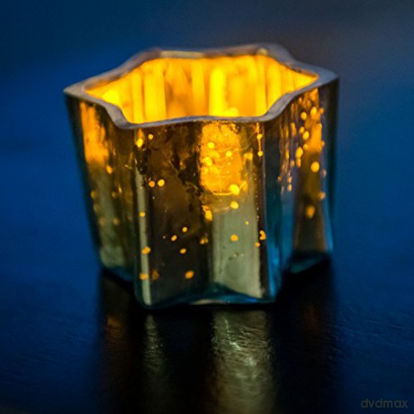 Insideretail Mercury Glass star Tea Light Holders with Distressed Light Green Foill Set of 6