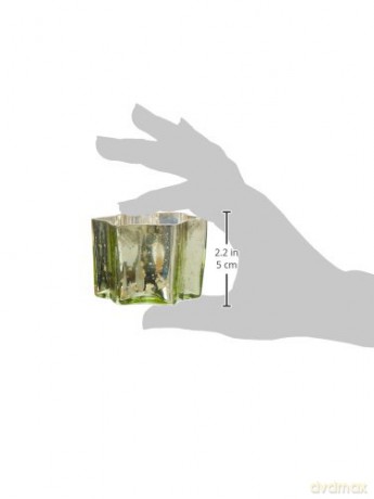 Insideretail Mercury Glass star Tea Light Holders with Distressed Light Green Foill Set of 6