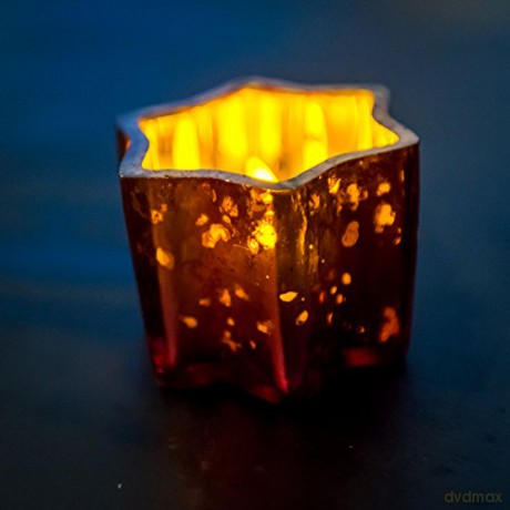 Insideretail Mercury Glass star Tea Light Holders with Distressed Purple Foill Set of 12