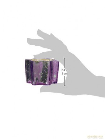 Insideretail Mercury Glass star Tea Light Holders with Distressed Purple Foill Set of 12
