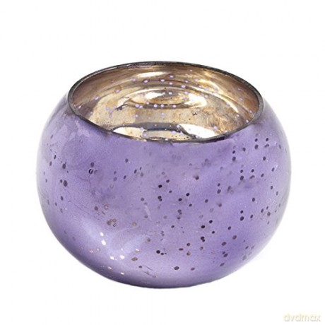Insideretail Mercury Glass with Antique finish Roung Glass Votives-Purple 6 x 6 cm, Set of 12