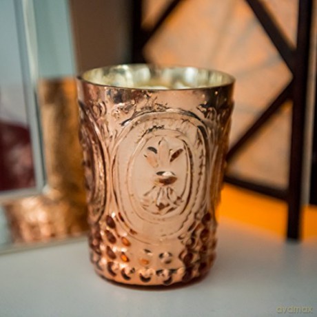 Insideretail Xmas Mercury Glass Tea Light Holder with Distressed Silver Copper Foil Set of 24