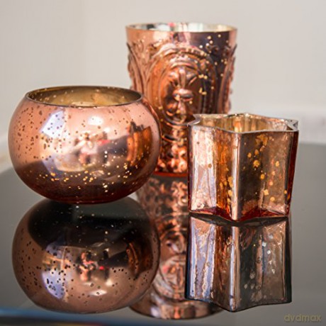 Insideretail Xmas Mercury Glass Tea Light Holder with Distressed Silver Copper Foil Set of 24