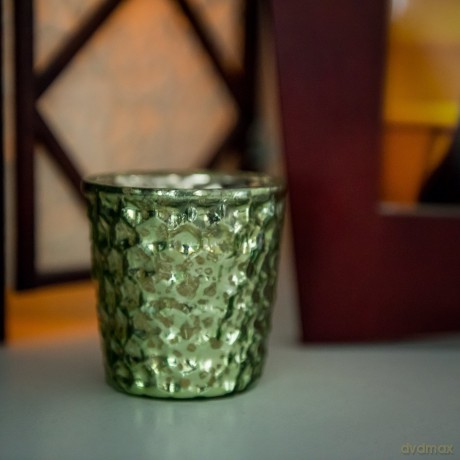 Insideretail Xmas Mercury Glass Tea Light Holders with Distressed Light Foil7x7x7 Set of 48