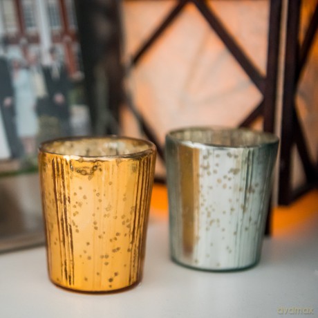 Insideretail Xmas Mercury Glass Tea Light Holders with Distressed Silver Foil Orange Set of 48