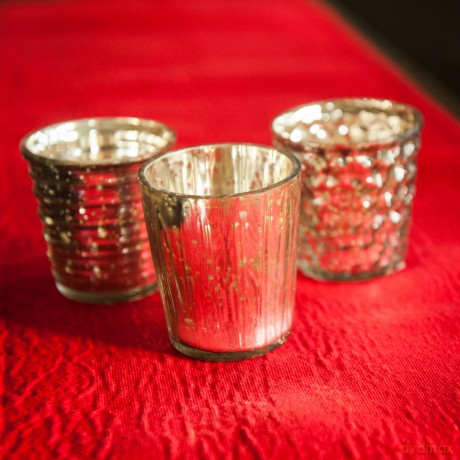 Insideretail Xmas Mercury Glass Tea Light Holders with Distressed Silver Foil Orange Set of 48