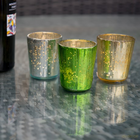 Insideretail-holder Lumini With Vertical Vintage Effect In Glass Color: Blue 7 Cm Pack Of 48