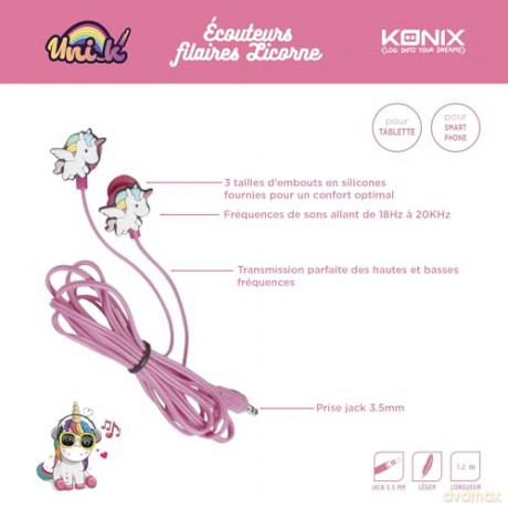 Konix Unik Unicorn Gaming Ear-Bud Earphones [GRA SWITCH]