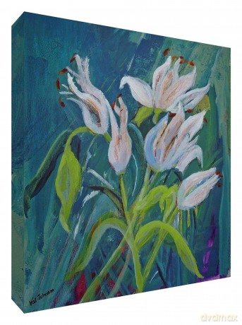 Lillies In Twilight Canvas 15 x 15