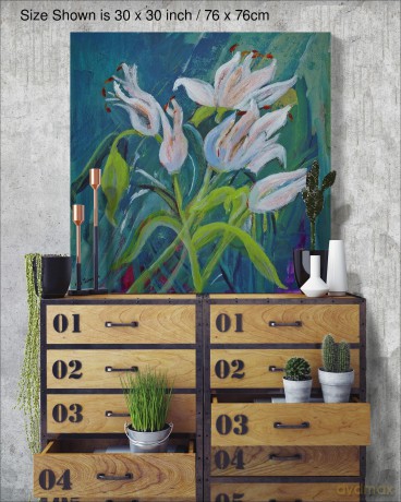 Lillies In Twilight Canvas 15 x 15