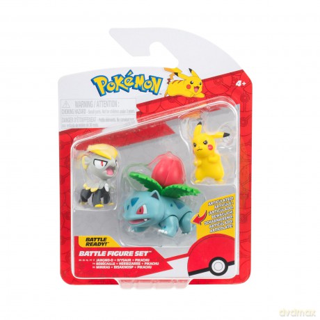 Pokemon - Battle Figure 3-Figure Pack (Pikachu, Jangmo-O, Ivysaur)