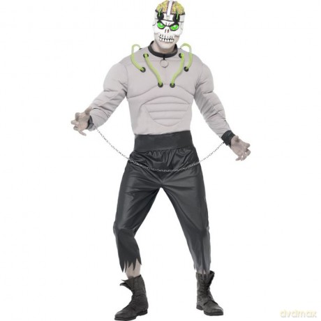 Smiffys - Men's Lab Creature Costume (Top, Pants, Belt, Wrist Cuffs, Chains Mask)