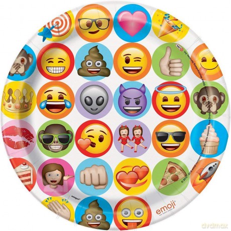 Unique Party 50915 - Celebration Emoji Party Plates, Pack of 8