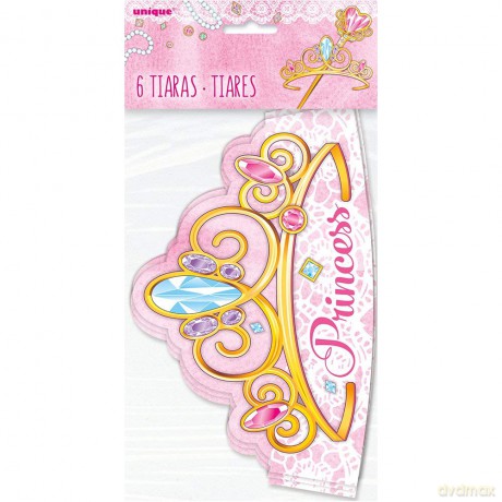 Unique Party 58138 - Paper Pink Princess Tiaras, Pack of 6