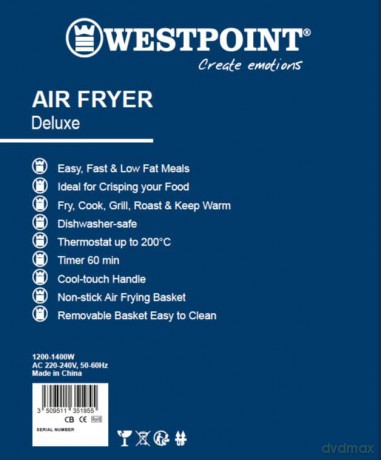 Westpoint 3.5L Deluxe Digital Air Fryer 1200-1400W (Black & Rose Gold) (brytyjska wtyczka)