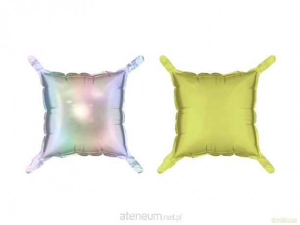 Balon foliowy Kwadrat holograf-neon żółty 4szt