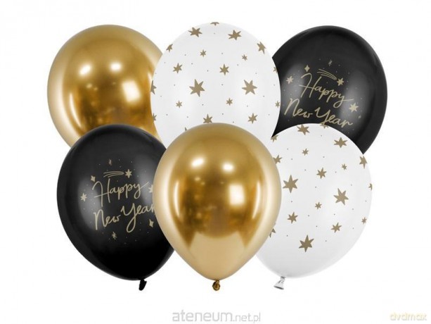 Balony 30cm Happy New Year 6szt