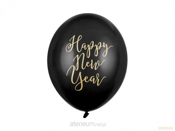 Balony Happy New Year pastel black 30cm 50szt