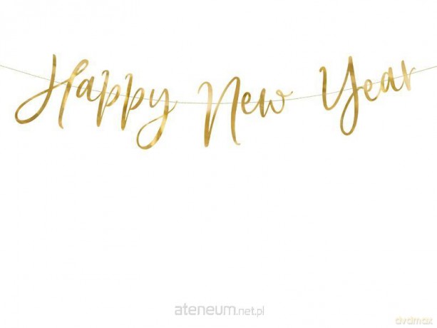 Baner Happy New Year złoty 66x18cm