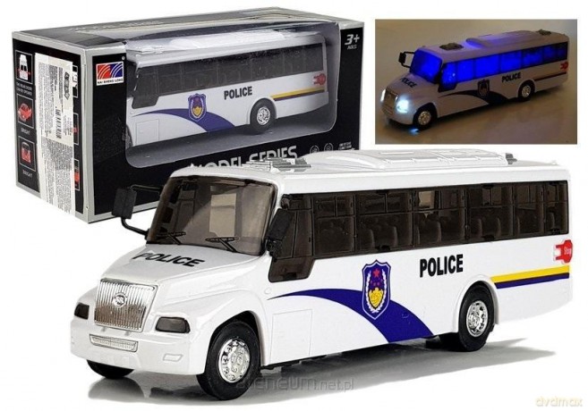 Bus policyjny ze światłem biały