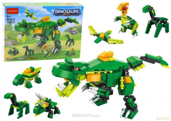 Klocki konstrukcyjne dinozaury 6w1 160el [KLOCKI]