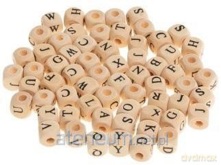 Koraliki drewniane alfabet 8mm 60szt