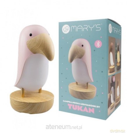 Lampka nocna LED i bluetooth speaker tukan różowy