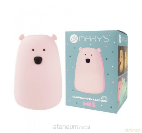 Lampka nocna LED RGB+WW + R/C miś duży różowy