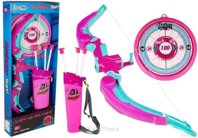 Łuk z tarczą + 3 strzały na przyssawki różowy