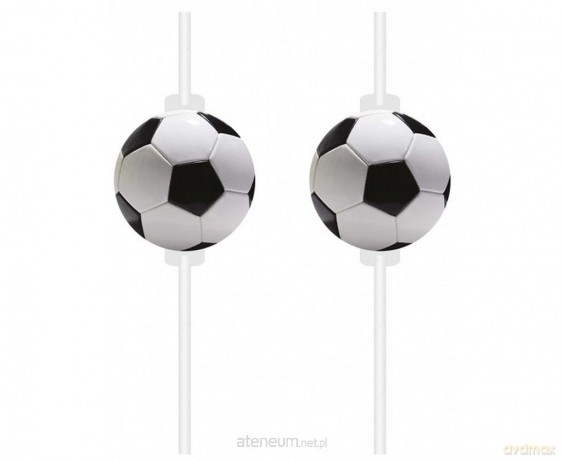 Rurki słomki z medalionem Football Party 4szt