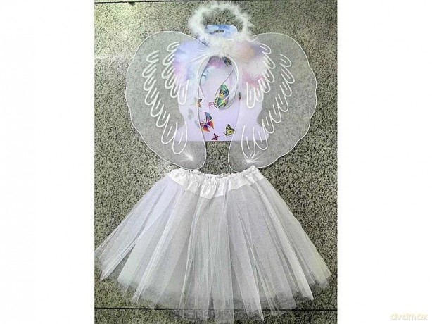 Strój aniołka krzydełka ze spódniczką + aureolka