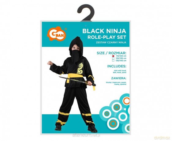 Strój dla dzieci Czarny Ninja rozm.120/130cm