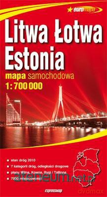 Euromapa Litwa, Łotwa, Estonia 1:700 000 [KSIĄŻKA]