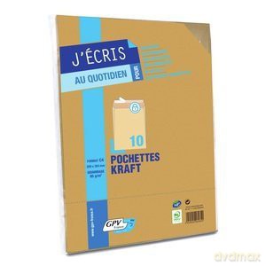 GPV - Pack of 10 self-adhesive kraft pouches - 90g format, 229 x 324mm, C4