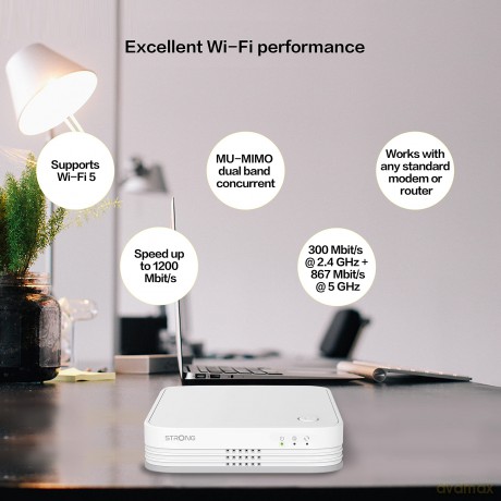 Strong Wi-Fi ATRIA Meshkit 1200 Addon Range Extender Wi-Fi 5 (White) (brytyjska wtyczka)/Netwroking