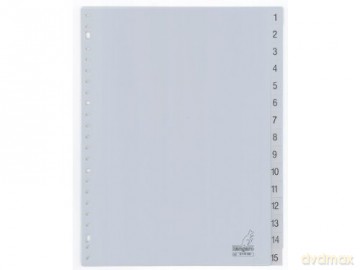 Tabs Kangaro 23 holes G415CM 1-15 numbered gray PP