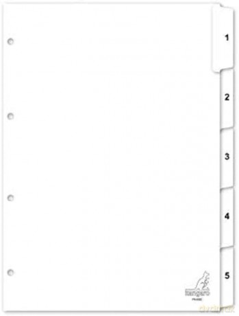 Tabs Kangaro 4-holes PK405C 1-5 numbered white cardboard