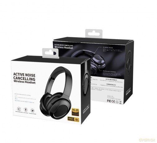 Wave Audio Active Noise Cancelling Wireless Bluetooth Headset (Black)