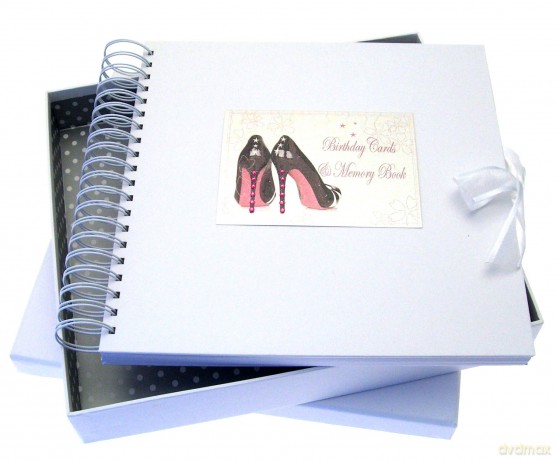 White Cotton Cards Birthday Card Memory Book, Black Shoe